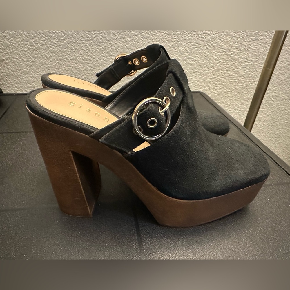 Gianni Bini Black and Brown Mules with Buckle - purchased at Dillards